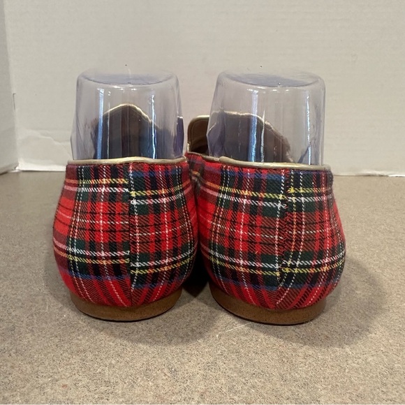 J. Crew Women’s Red Stewart Tartan With Gold Trim Slip-On Smoking Loafers Sz 10 - Picture 7 of 9